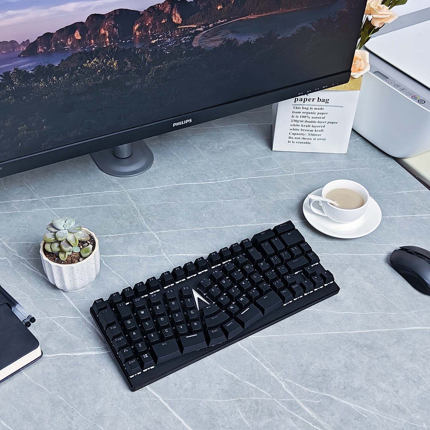 WhiteX - Bows® Nature Ergonomic Mechanical Keyboard (QMK Firmware)KeyboardWindows