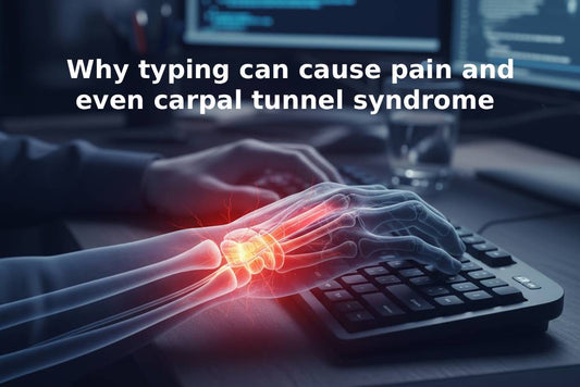 An ergonomic visual representing the causes of typing pain,