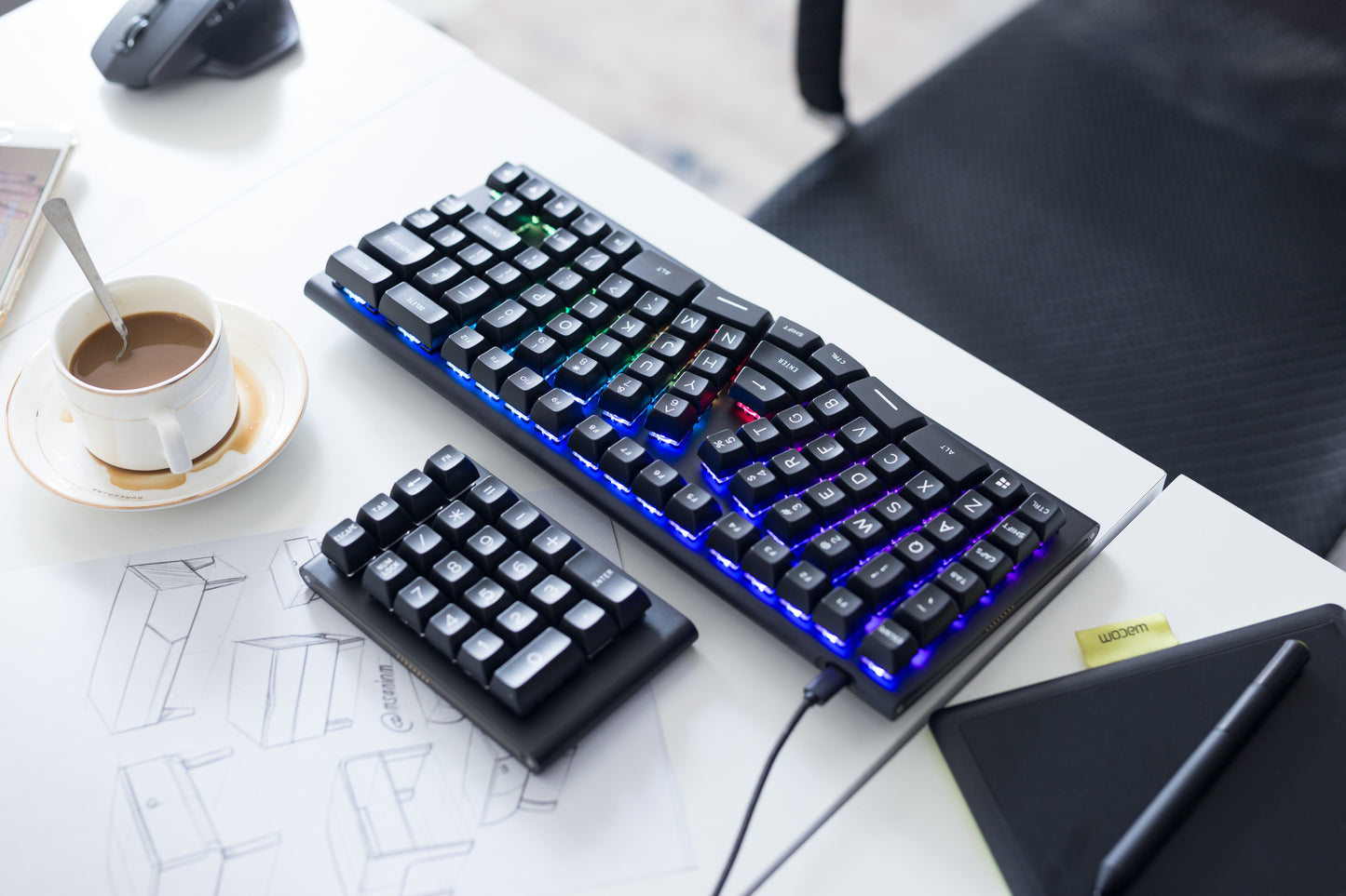 X-Bows Knight Plus Ergonomic Mechanical Keyboard with Detachable Number Pad (QMK Firmware) - X-Bows Store