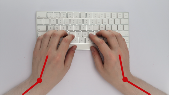 Traditional keyboard layout requires you to bend your wrists, creating a significant pressure point.