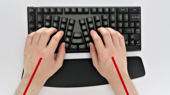 Natural wrist angle when use X-Bows ergonomic mechanical keyboard